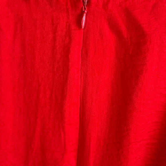 NWT Dress Day Red and Pink Satin V Neck Bishop Sleeve Wrap Dress Sz S - Picture 7 of 12